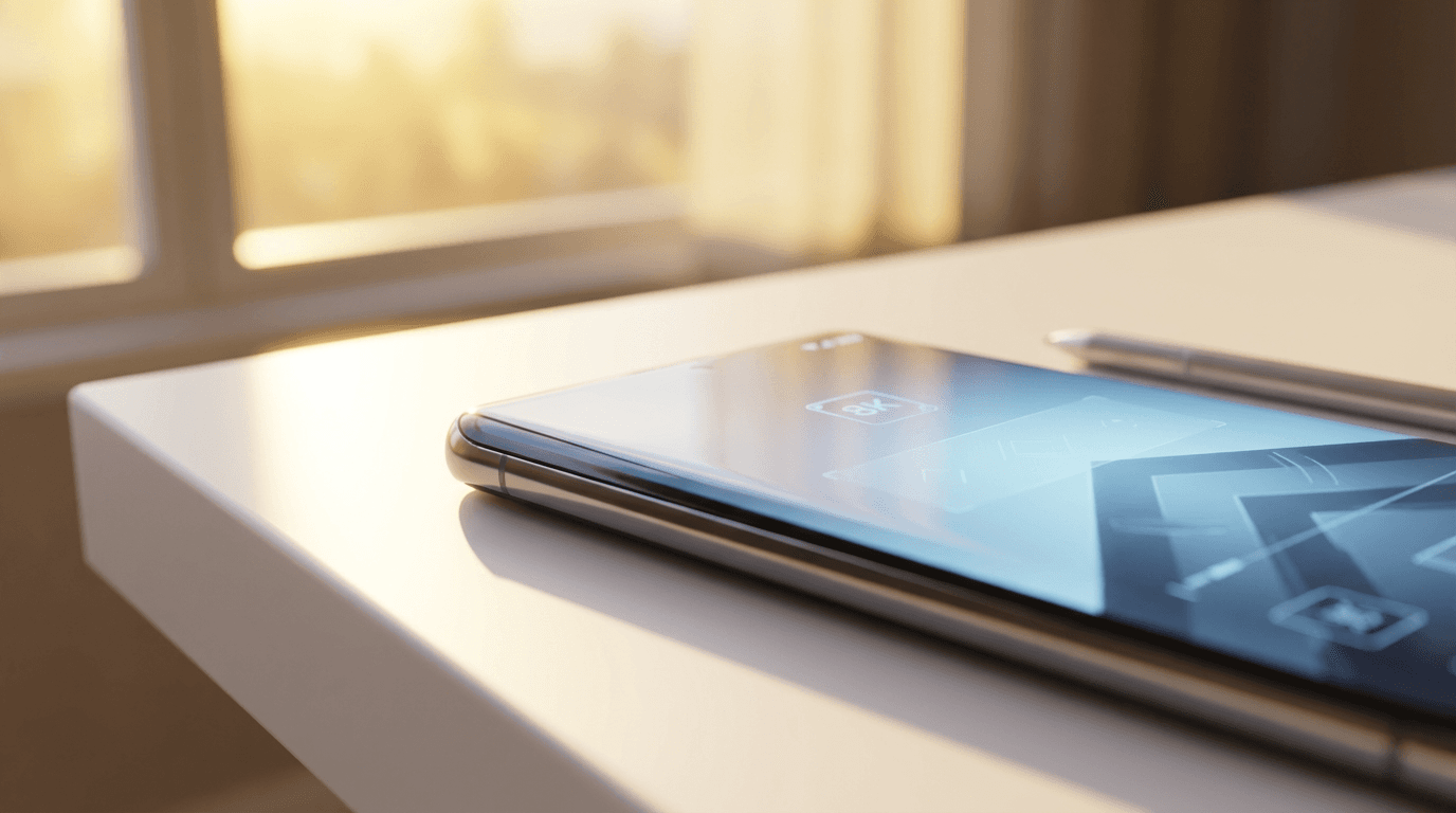 Smartphone showing a message notification on a wooden desk with keycard